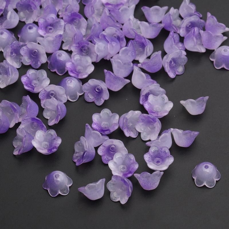 10-50pcs 12mm Colorful Flower Lampwork Beads Trumpet Flower Glass Beads For Jewelry Making Hairpin Handmade DIY Accessories