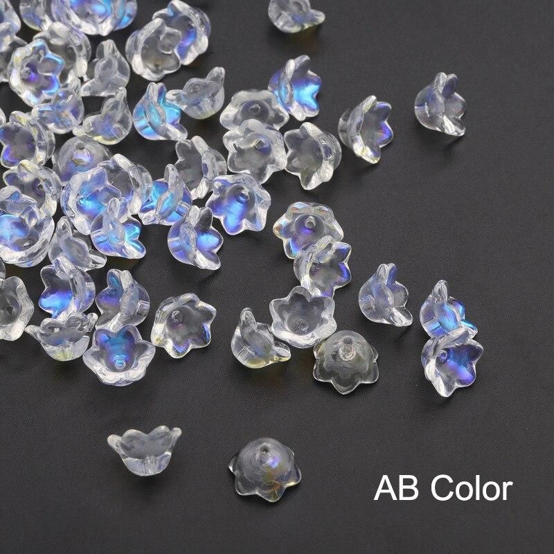 10-50pcs 12mm Colorful Flower Lampwork Beads Trumpet Flower Glass Beads For Jewelry Making Hairpin Handmade DIY Accessories