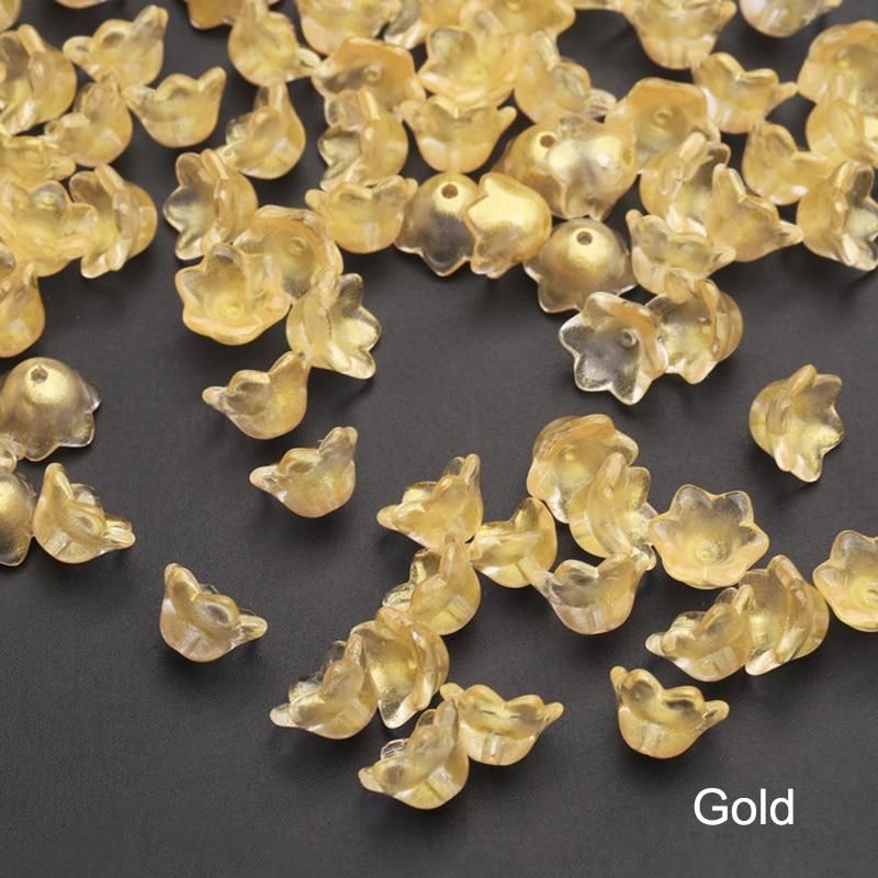 10-50pcs 12mm Colorful Flower Lampwork Beads Trumpet Flower Glass Beads For Jewelry Making Hairpin Handmade DIY Accessories