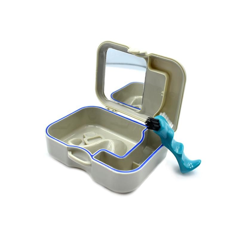 Denture Bath Box Organizer Dental False Teeth Storage  with Hanging Net Container Cleaning  Cases Artificial Tooth es
