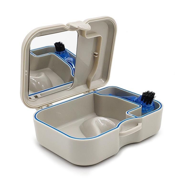 Denture Bath Box Organizer Dental False Teeth Storage  with Hanging Net Container Cleaning  Cases Artificial Tooth es