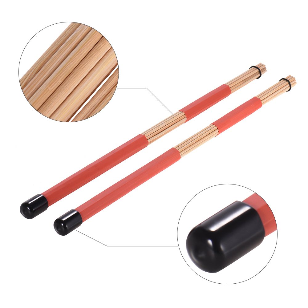 1 Pair Drum Rods Sticks + 1 Pair Drum Brushes Drum Stick