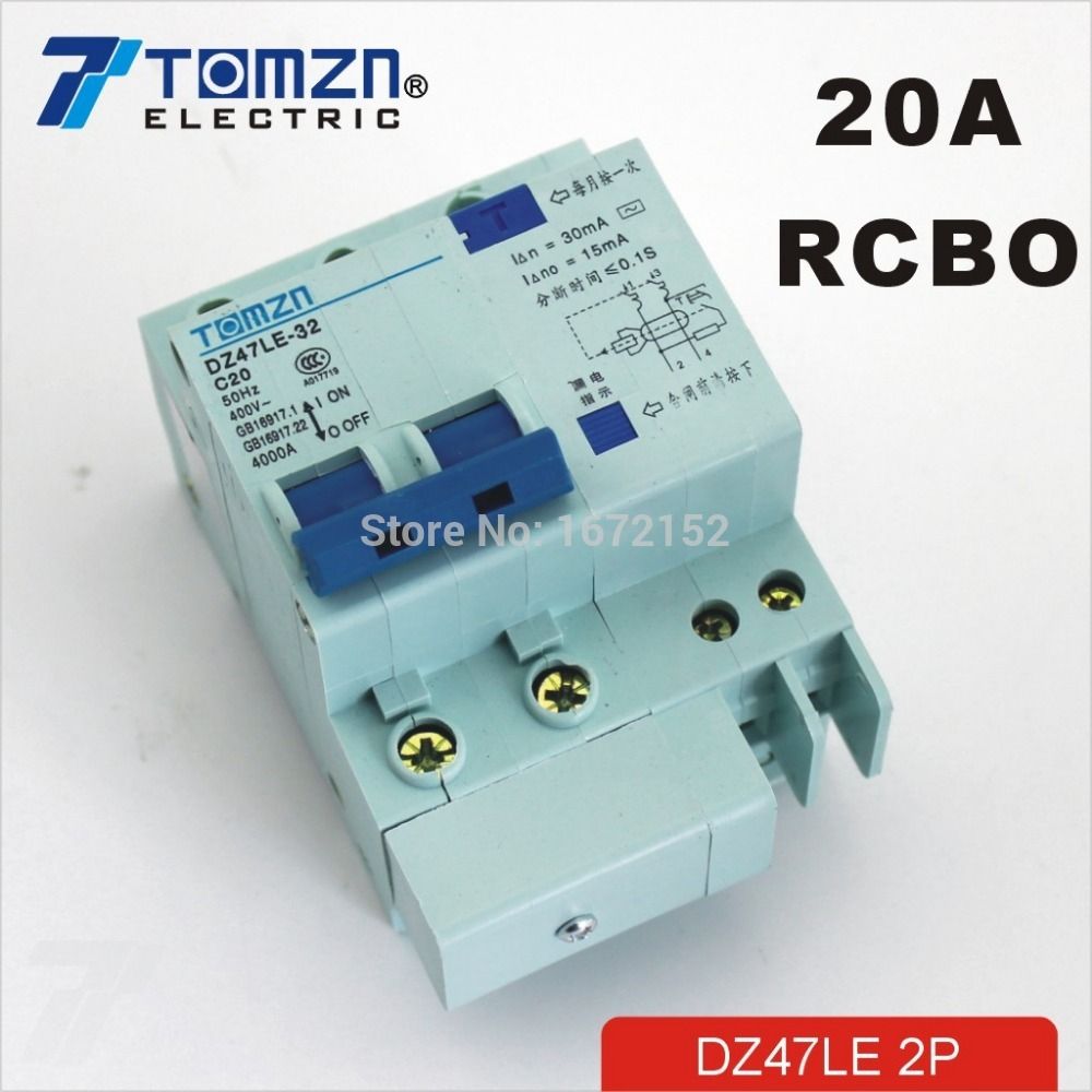 DZ47LE 2P 20A 230V~ 50HZ 60HZ Residual Current Circuit