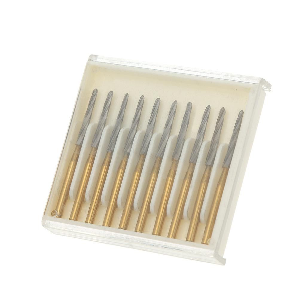 10Pcs Dental Endo-Z Burs Lab Drill Carbide Tungsten Steel Trim Finishing High Speed FG 21mm/25mm/28mm Optional