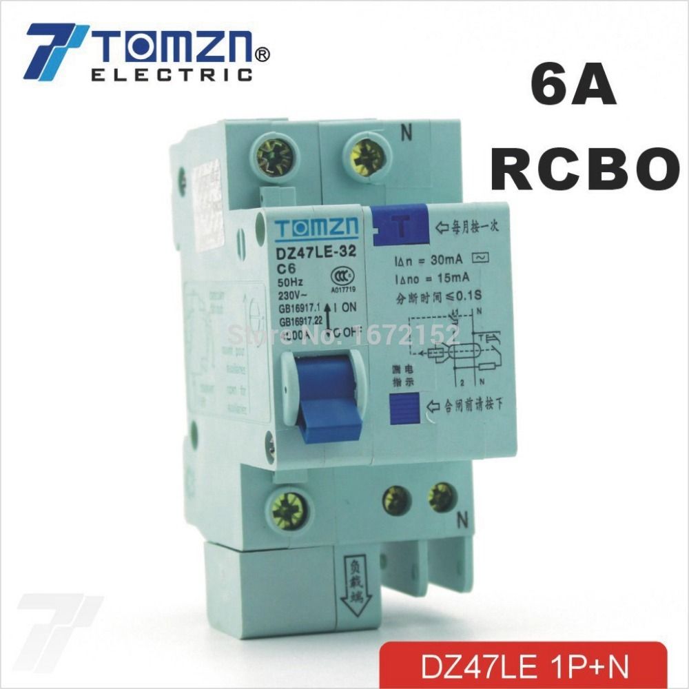 DZ47LE 1P+N 6A Type 230V~ 50HZ 60HZ Residual Current