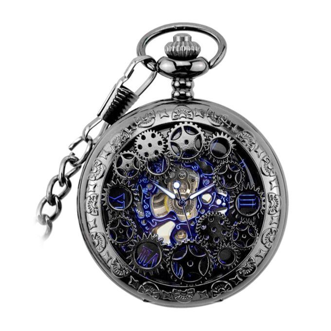 Steampunk Hands Scale Mechanical Skeleton Pocket Watch Holiday