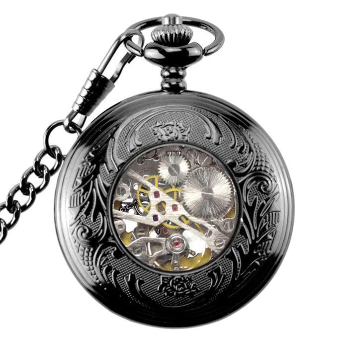 Steampunk Hands Scale Mechanical Skeleton Pocket Watch Holiday