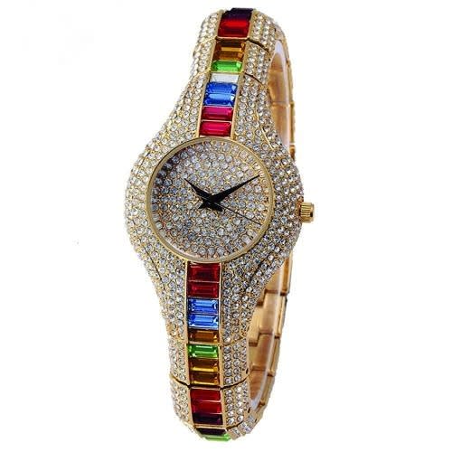 Women's Multi Colour Diamond Crystal Wristwatch