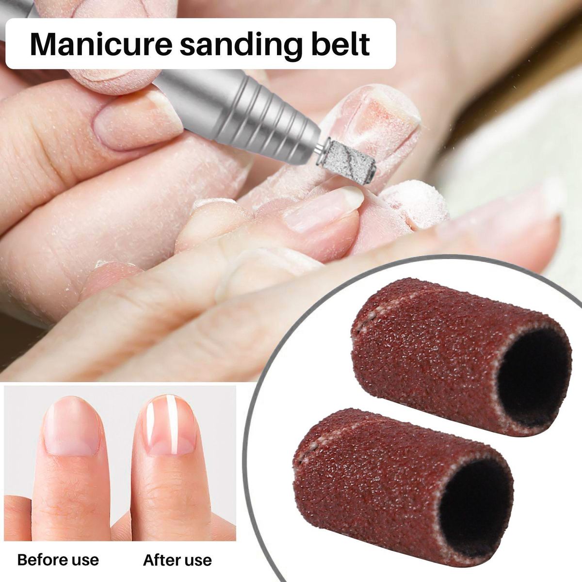 100 Pc Professional Sanding Bands Nail Manicure 180 GRIT FILE SAND PIECE SET