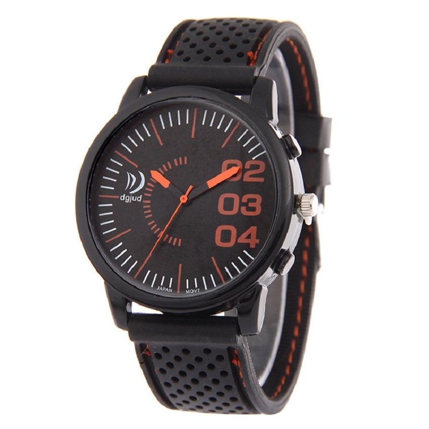 Rubber Leather Strap Watch - 0range