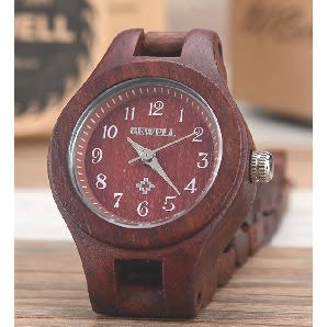 Small Dial Wooden Bangle Dress Watch Adjustable Round Quartz Wristwatches For Women