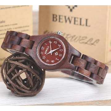 Small Dial Wooden Bangle Dress Watch Adjustable Round Quartz Wristwatches For Women