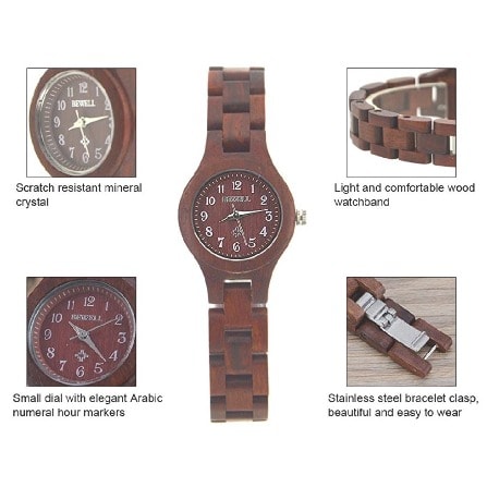 Small Dial Wooden Bangle Dress Watch Adjustable Round Quartz Wristwatches For Women
