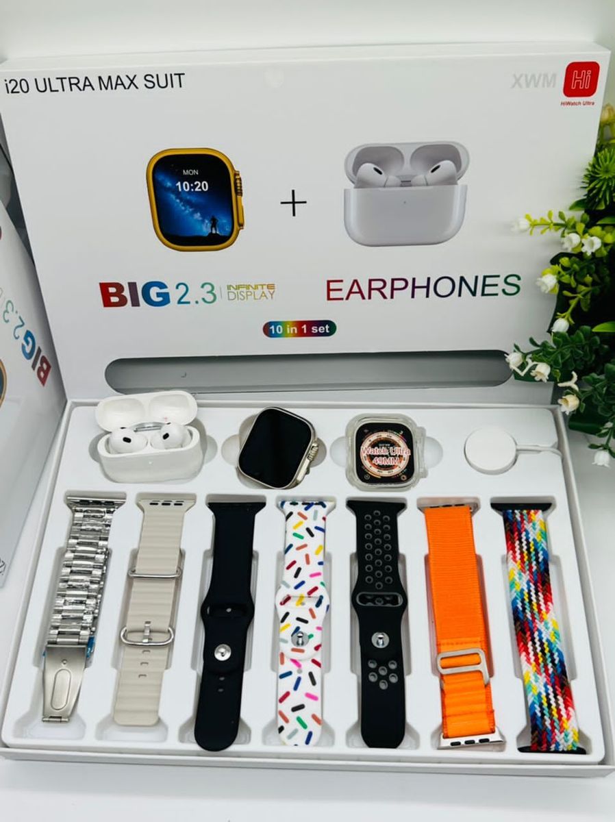 Adult Unisex Ultra I20 Smartwatch For Android & IOS With Seven Straps
