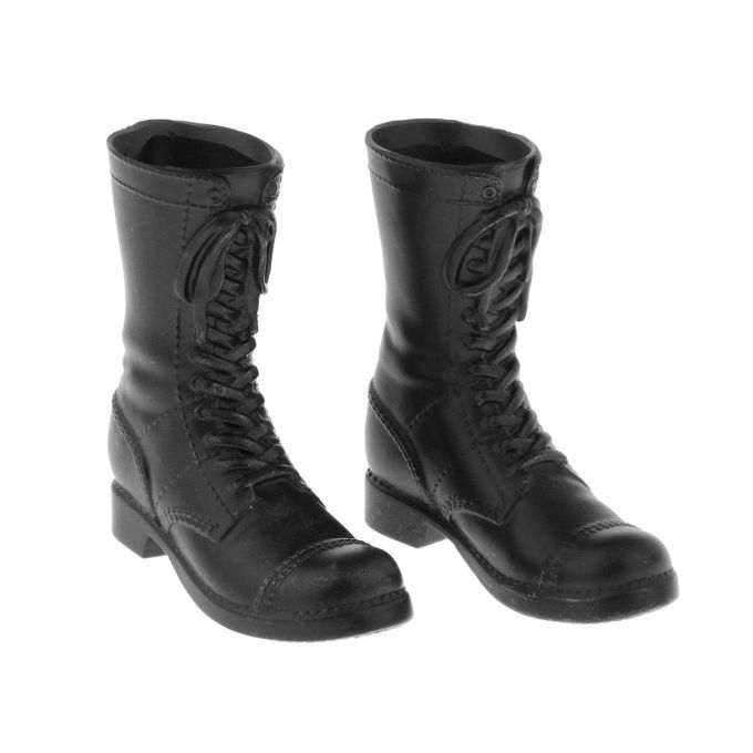 1/6 Soldier Combat Boots For 12 Inch Action Figure Men Doll Black