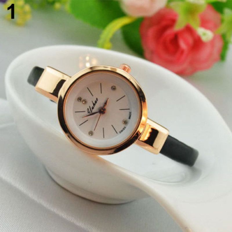 Women Candy Color Slim Band Thin Faux Leather Strap-Coffee