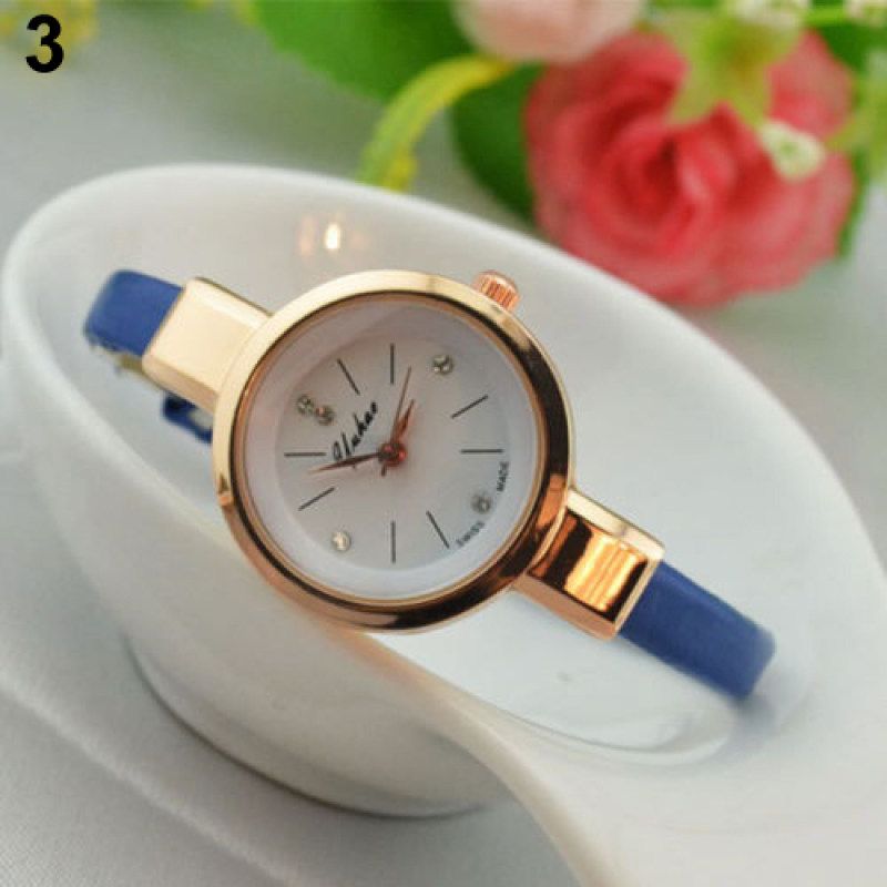 Women Candy Color Slim Band Thin Faux Leather Strap-Coffee