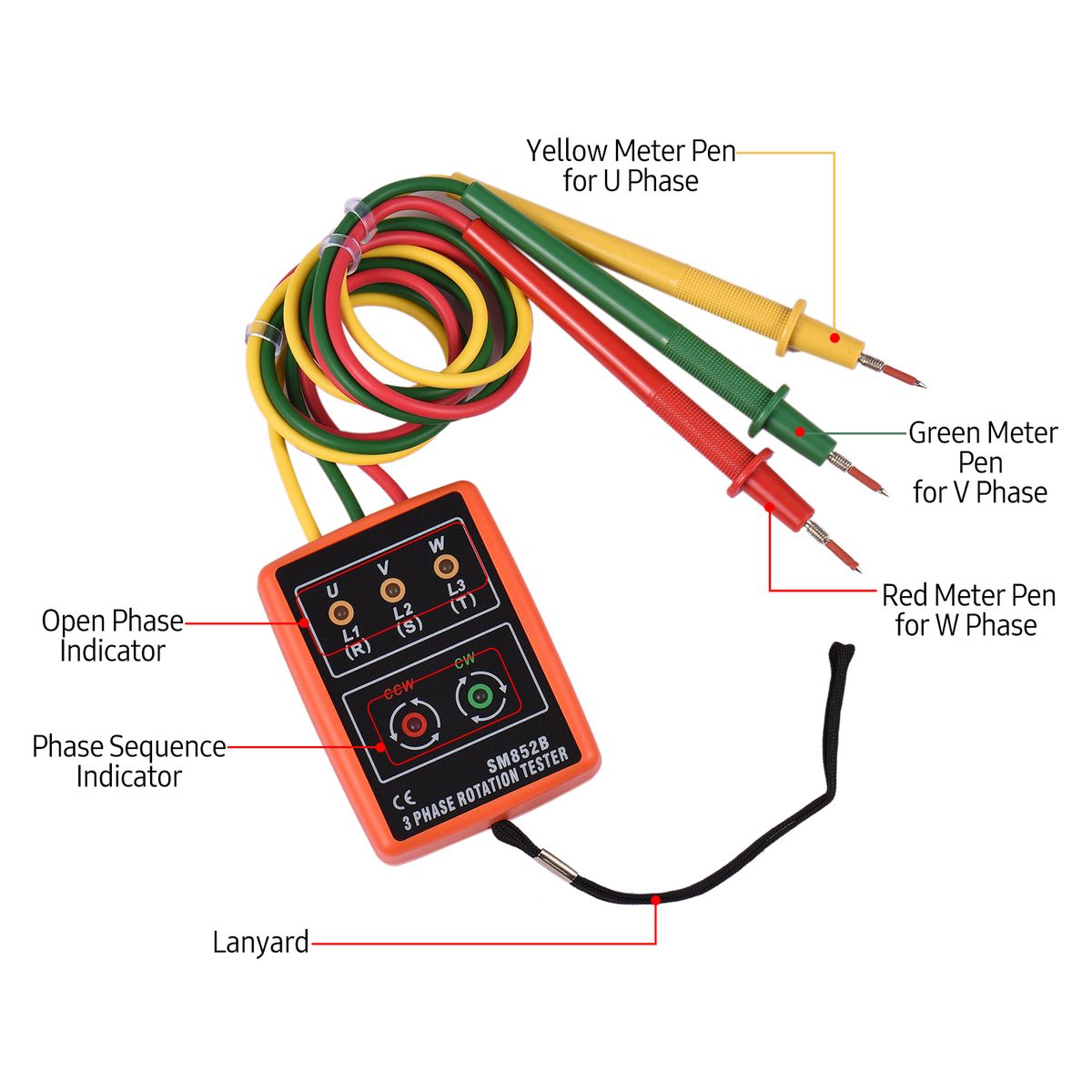 Phase Tester Portable 3 Phase Rotation Tester Phase-sequence