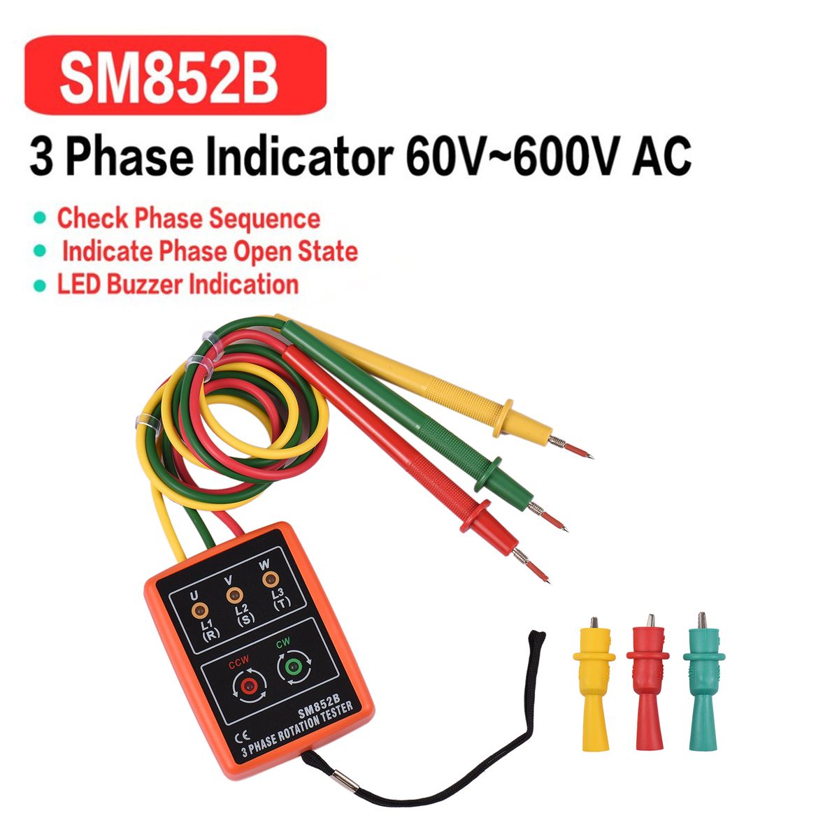 Phase Tester Portable 3 Phase Rotation Tester Phase-sequence