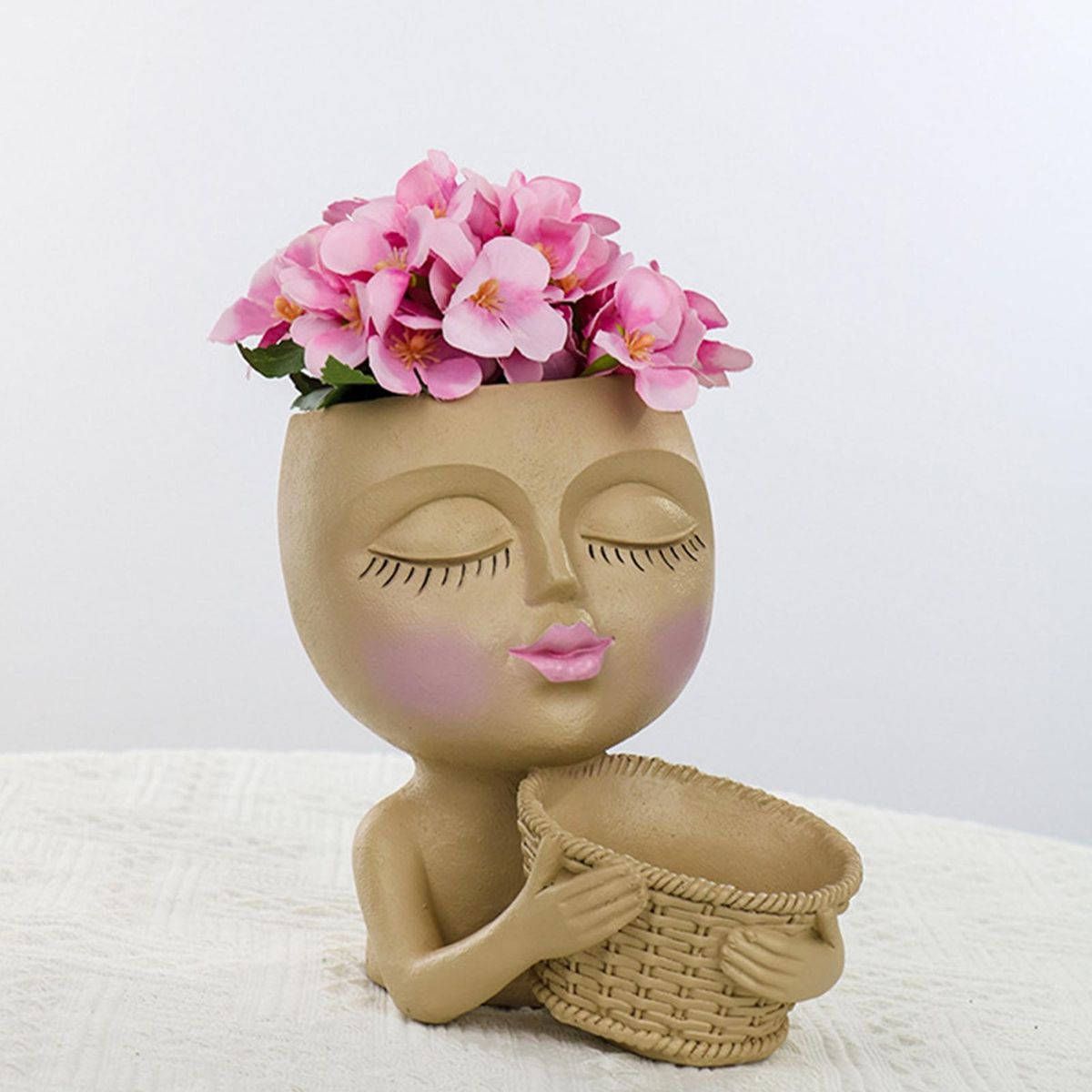 Flower Holder Large Capacity Statue Flowerpot Khaki