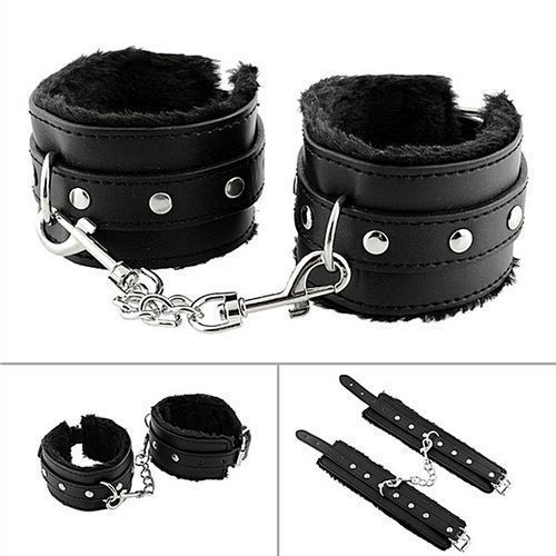 Sexy Furry Fuzzy Lad's Bed Bondage Restraint Set Kit Ball Gag Cuff Whip Collar Sex Toy 7 Pieces/Set