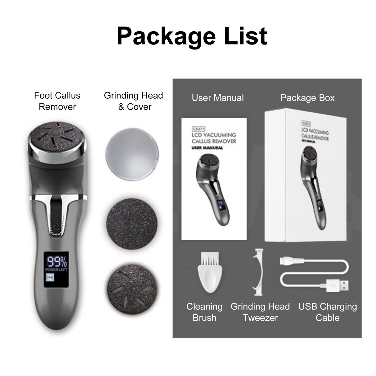 Electric Foot Callus Remover Kit Portable Foot File Pedicure