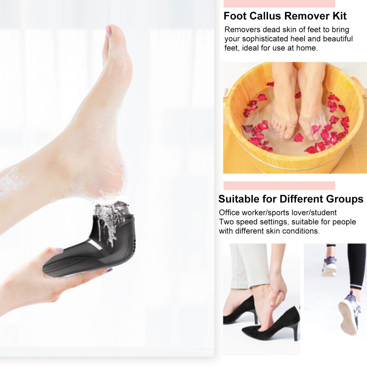 Electric Foot Callus Remover Kit Portable Foot File Pedicure