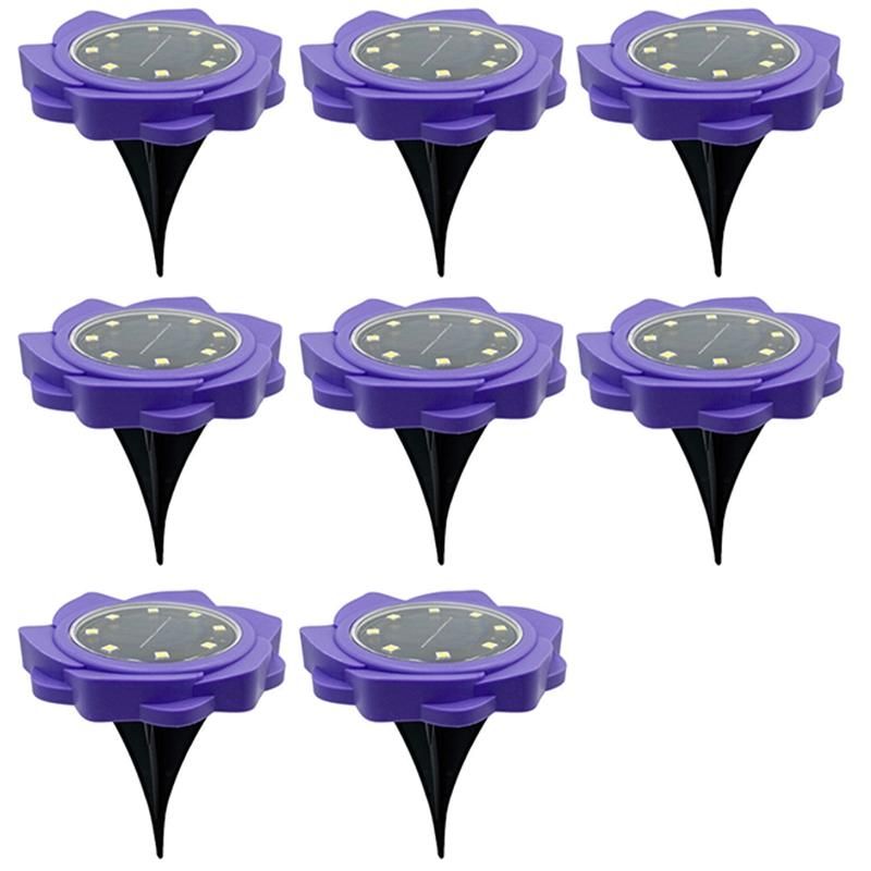 8Pcs LED Solar Ground Lights RGB Color Changing Solar
