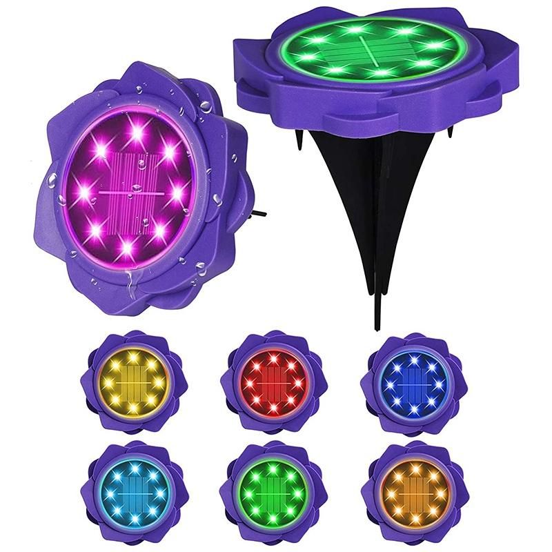 8Pcs LED Solar Ground Lights RGB Color Changing Solar