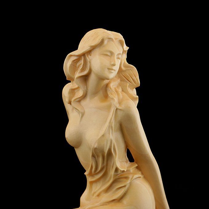 European Style Wooden Beauty Statue People Figurine Sculpture Full