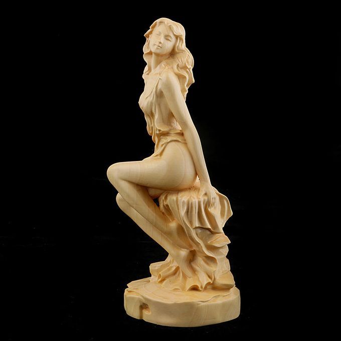 European Style Wooden Beauty Statue People Figurine Sculpture Full