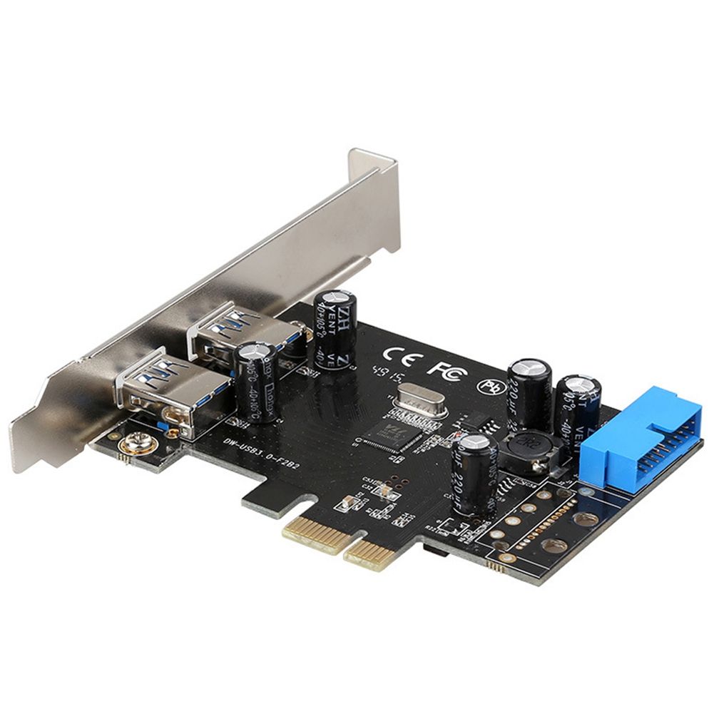 2 Ports 5Gbps USB 3.0 PCI E Hub Card Converter-Black