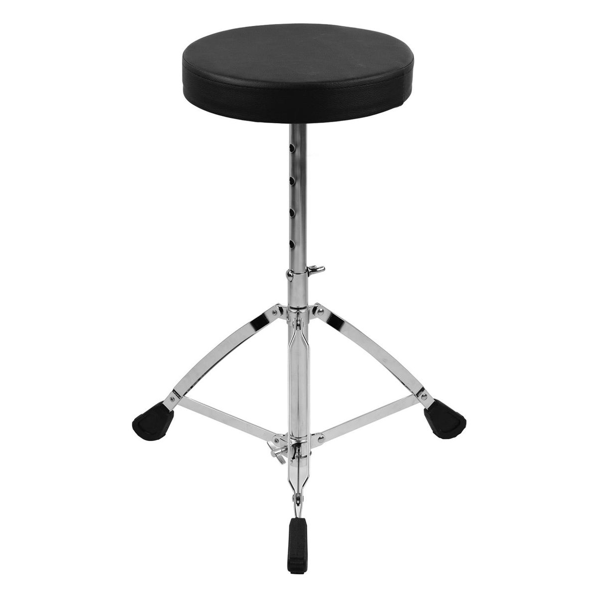 Universal Drum Throne Round Padded Drum Seat Stool Double-braced Stainless Steel Legs Anti-slip 5 Levels Adajustable Height for Adult Drummers