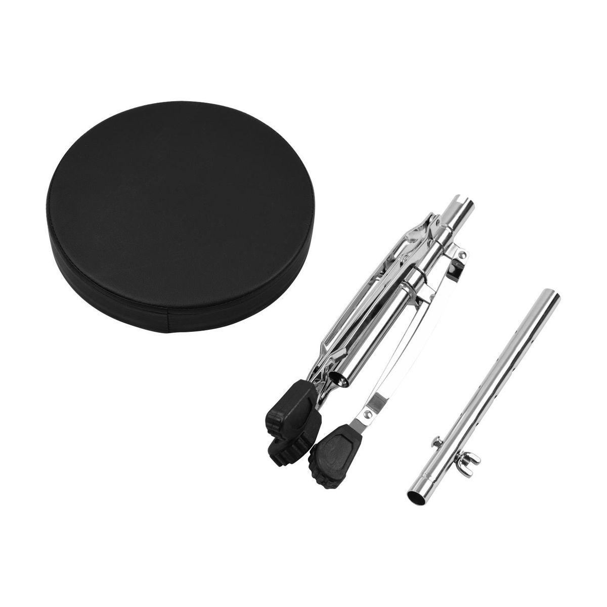 Universal Drum Throne Round Padded Drum Seat Stool Double-braced Stainless Steel Legs Anti-slip 5 Levels Adajustable Height for Adult Drummers