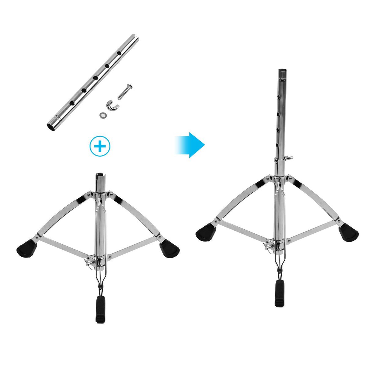 Universal Drum Throne Round Padded Drum Seat Stool Double-braced Stainless Steel Legs Anti-slip 5 Levels Adajustable Height for Adult Drummers