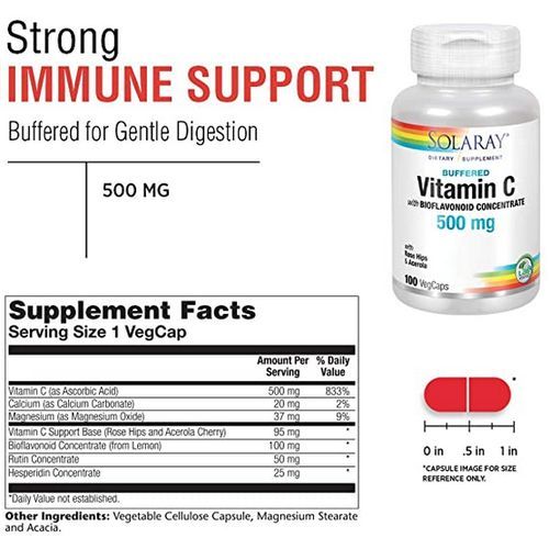 Vitamin C W/Bioflavonoid Complex 500mg 100Caps Rosehip