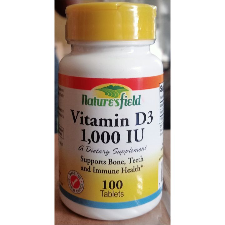 Vitamin D3 1000iu For Bone,Teeth & Immune Health - 100Counts