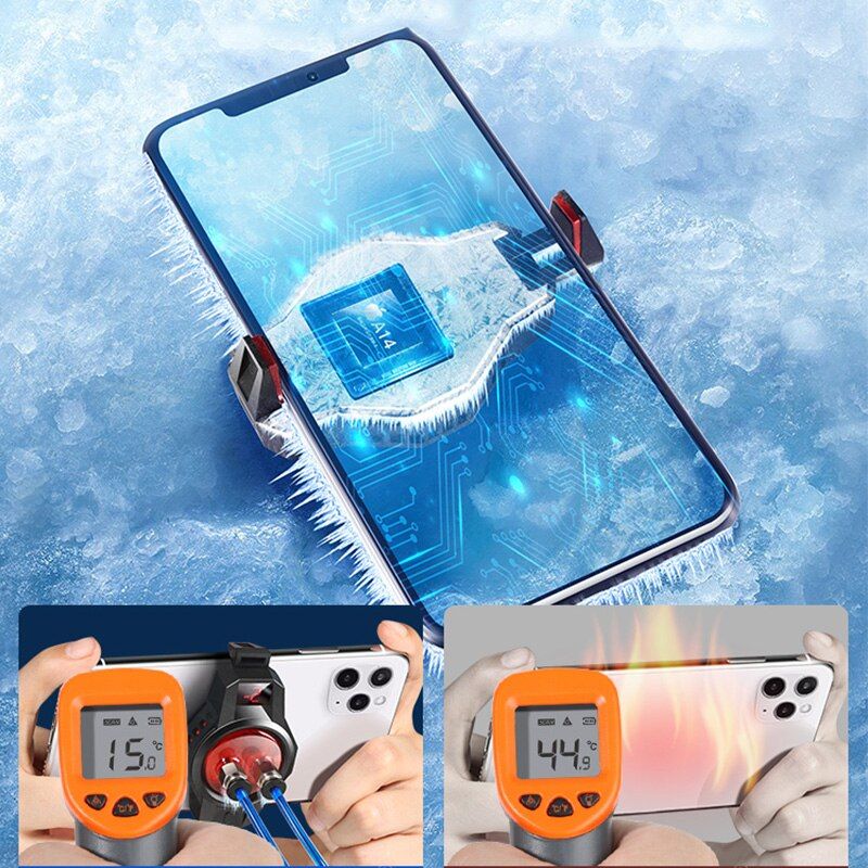 Portable Phone Cooler Mute Water Cooling Smart Temperature Display Semiconductor Phone Clip Cooling Fan Radiator Game Heat Sink