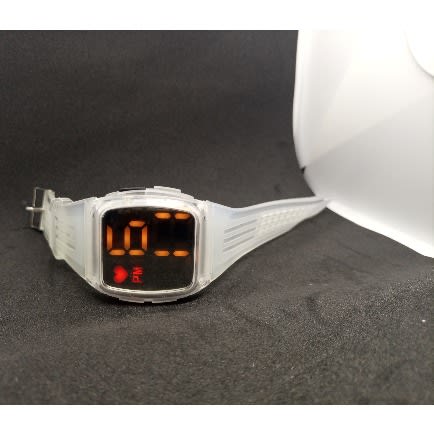 Transparent Mirror Dial Digital Led Watch - White