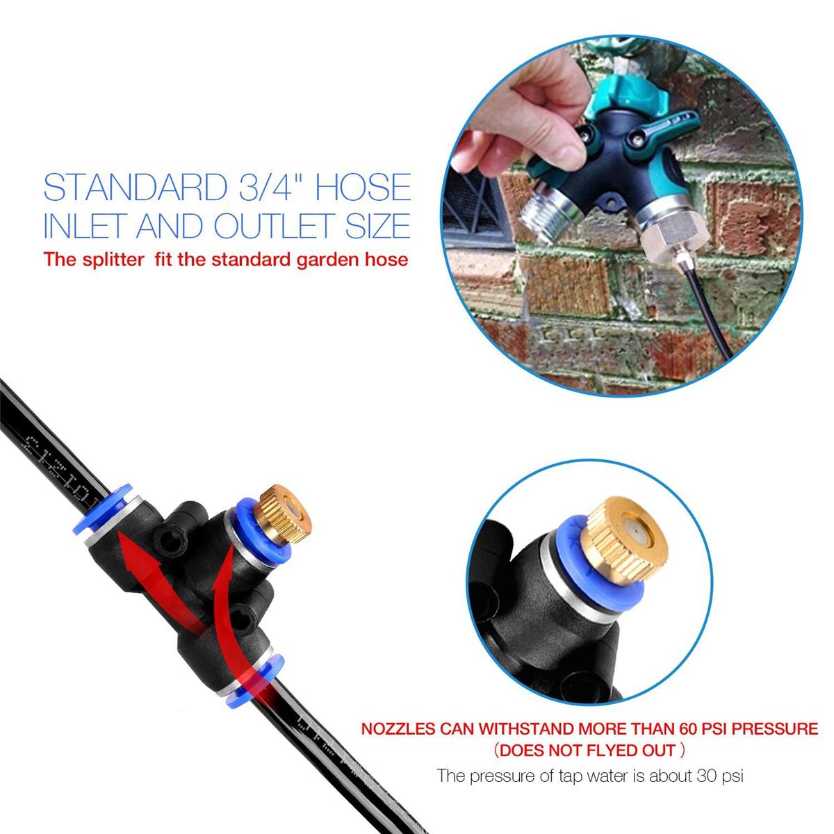 Misting Cooling System DIY 33 FT10M Misting Line 12Brass Mist Nozzles for Patio Waterpark Garden Trampoline