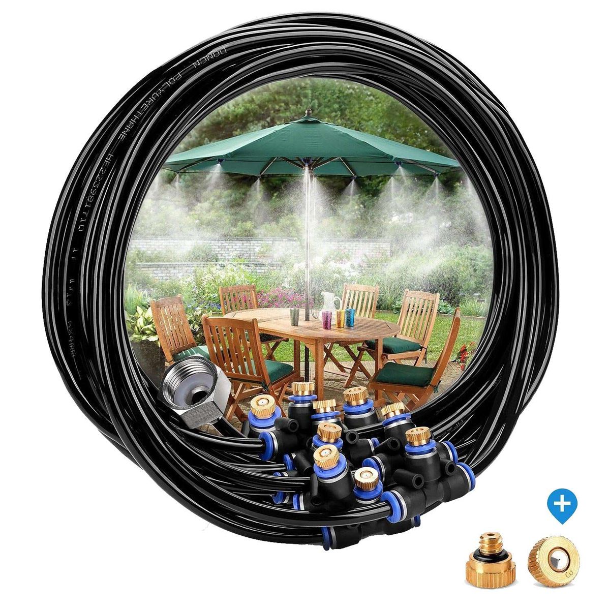Misting Cooling System DIY 33 FT10M Misting Line 12Brass Mist Nozzles for Patio Waterpark Garden Trampoline