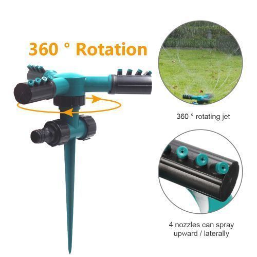 Adjustable 3 Nozzles 360 Degrees Rotating Garden Sprinklers Water Saving Atomizing Irrigation