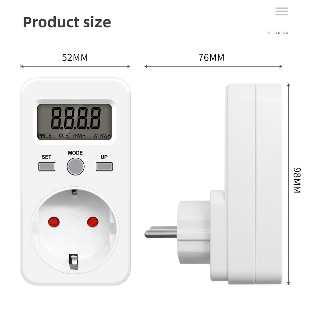 Power Meter Socket KWE-PMB03 Plug Socket Digital Voltage Wattmeter Power Consumption Watt Energy Monitor AC Electricity Analyzer