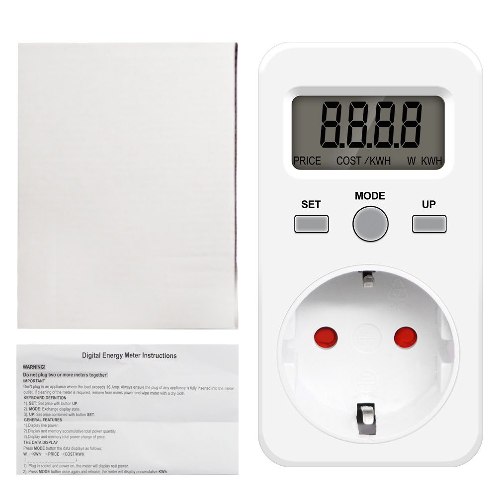 Power Meter Socket KWE-PMB03 Plug Socket Digital Voltage Wattmeter Power Consumption Watt Energy Monitor AC Electricity Analyzer