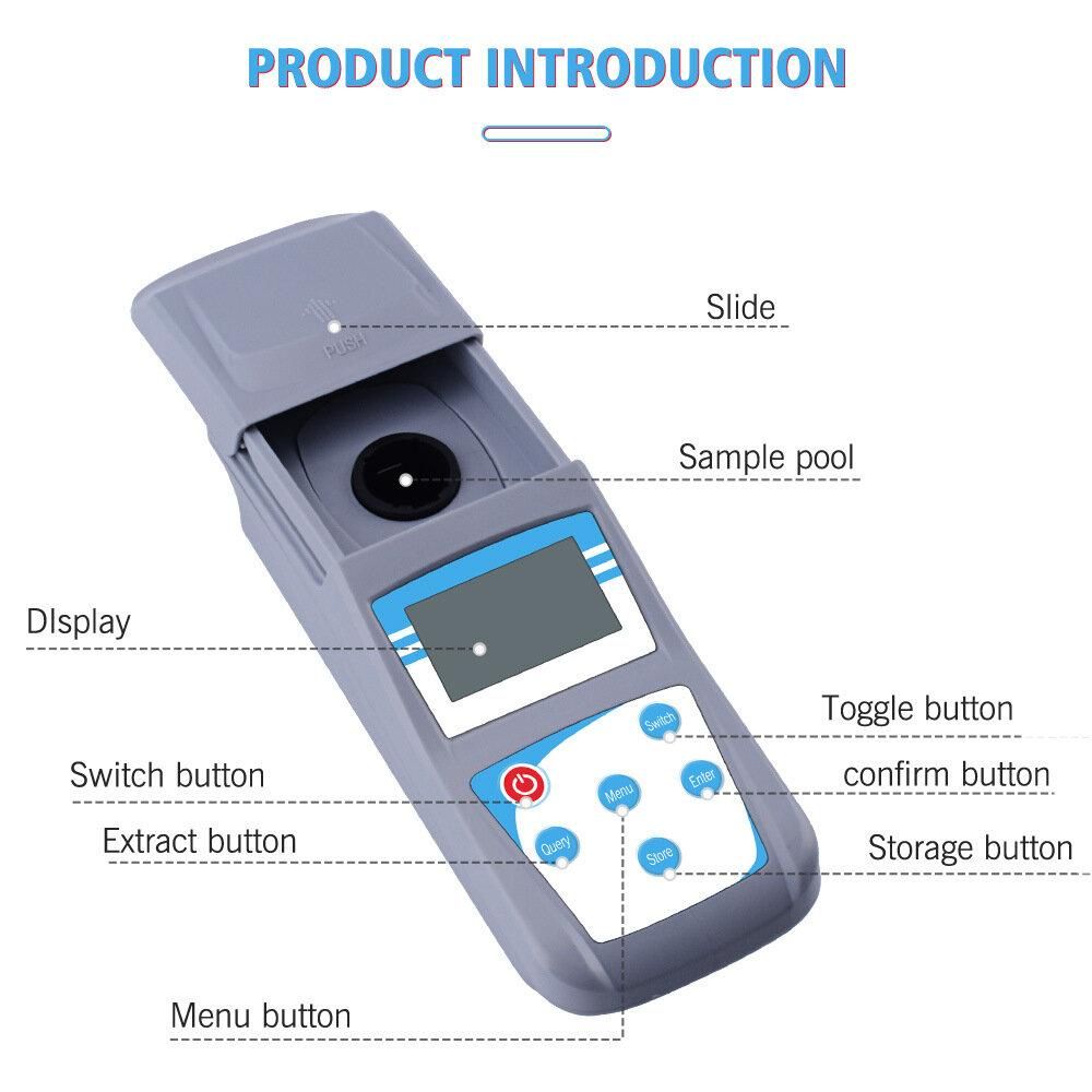 Swimming Pool Turbidimeter ZD2A Handheld Digital Turbidity Meter Portable Turbidimeter for Swimming Pool Laboratory US Plug 100240V Turbidity Meter