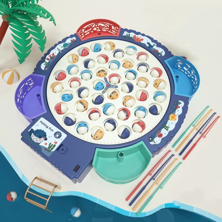 Fishing Toy , Colour: Blue Charging Style+45 Fish 4 Rods