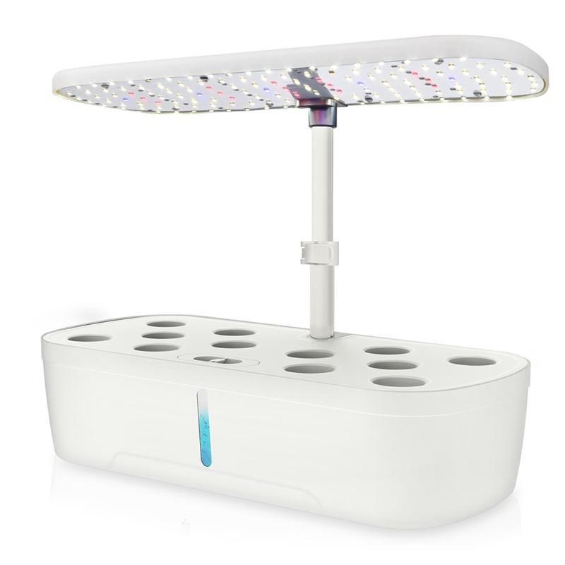 Hydroponics Growing System 12 Pods Indoor Herb Garden with Led Grow Light Planter White EU Plug