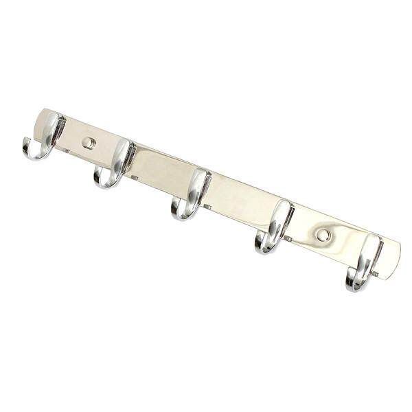 5 Hooks Chrome Stainless Steel Coat Robe Hat Clothes Wall Hook Hanger Rack