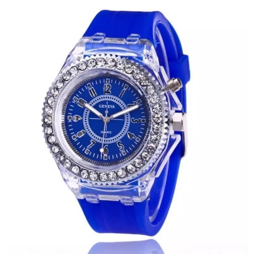 Luminous Led Light Rhinestone Unisex Watch- Royal Blue