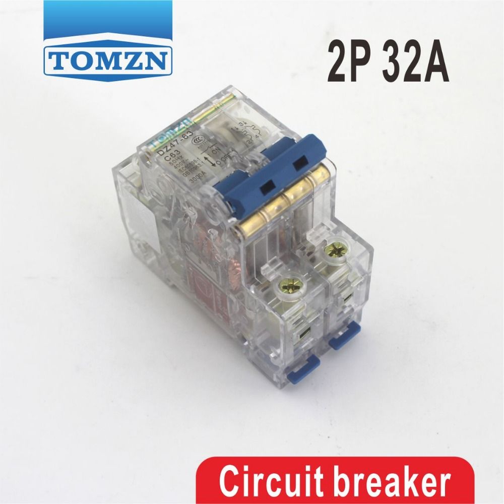 2P 32A Transparent Case Mini Circuit Breaker MCB